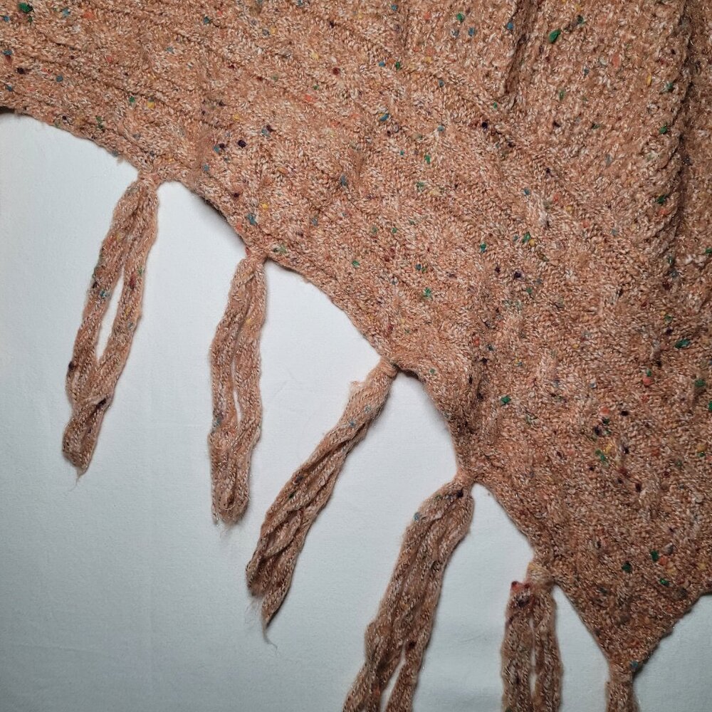 Boho Knit Shawl Wool Blend Fringe Bronze Womens One Size Oversized Cozy Boho - Picture 3 of 8